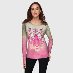 Лонгслив женский Тигр лоу поли, цвет: 3D-принт — фото 2