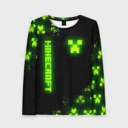 Лонгслив женский MINECRAFT NEON LOGO CREEPER, цвет: 3D-принт