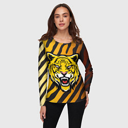 Лонгслив женский Рычащий тигр голова, цвет: 3D-принт — фото 2