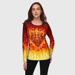 Лонгслив женский Огненный тигр в пламени, цвет: 3D-принт — фото 2