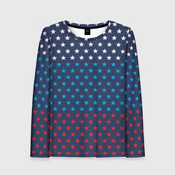 Лонгслив женский Флаг в звездах, цвет: 3D-принт