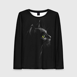 Лонгслив женский Черный кот на черном фоне, цвет: 3D-принт