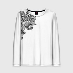 Лонгслив женский Черно Белые КруЖева, цвет: 3D-принт