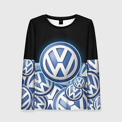 Лонгслив женский Volkswagen Большое лого паттерн, цвет: 3D-принт