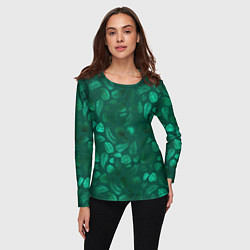Лонгслив женский Яркие зеленые листья, цвет: 3D-принт — фото 2