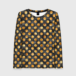 Лонгслив женский Золотой горошек на черном фоне, цвет: 3D-принт