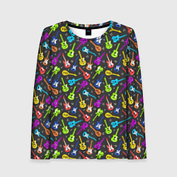 Лонгслив женский Разноцветные Гитары, цвет: 3D-принт