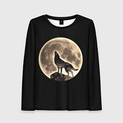 Женский лонгслив Волк и Полнолуние