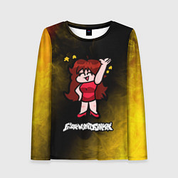 Лонгслив женский ФРАЙДЕЙ НАЙТ ФАНКИН - ДЕВУШКА Огонь, цвет: 3D-принт