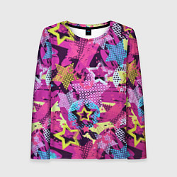 Лонгслив женский Star Colorful Pattern Fashion Neon, цвет: 3D-принт