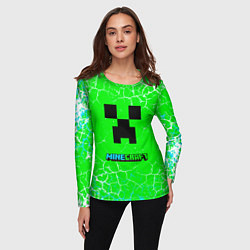 Лонгслив женский Minecraft зеленый фон, цвет: 3D-принт — фото 2