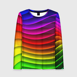 Лонгслив женский Color line neon pattern Abstraction Summer 2023, цвет: 3D-принт