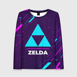 Лонгслив женский Символ Zelda в неоновых цветах на темном фоне, цвет: 3D-принт