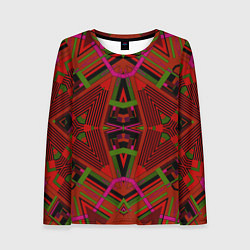 Женский лонгслив Геометрический этнический арабский узор в красно ч