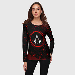 Лонгслив женский Символ Assassins Creed и краска вокруг на темном ф, цвет: 3D-принт — фото 2