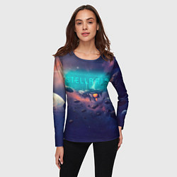 Лонгслив женский Stellaris космический корабль на фоне астероидов, цвет: 3D-принт — фото 2
