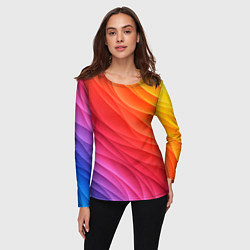 Лонгслив женский Разноцветные цифровые волны, цвет: 3D-принт — фото 2