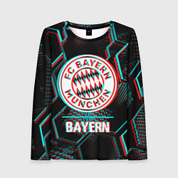 Лонгслив женский Bayern FC в стиле Glitch на темном фоне, цвет: 3D-принт