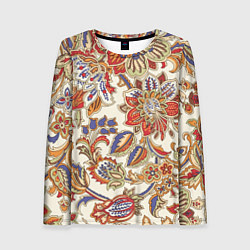 Лонгслив женский Цветочный винтажный орнамент, цвет: 3D-принт