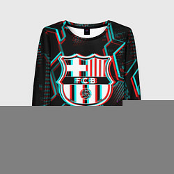 Лонгслив женский Barcelona FC в стиле Glitch на темном фоне, цвет: 3D-принт