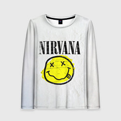 Лонгслив женский Nirvana логотип гранж, цвет: 3D-принт