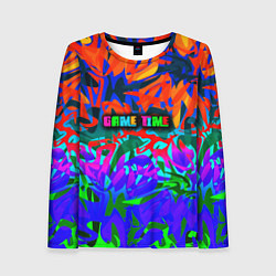 Лонгслив женский Game time Абстрактный пятнистый узор, цвет: 3D-принт