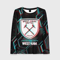 Лонгслив женский West Ham FC в стиле Glitch на темном фоне, цвет: 3D-принт