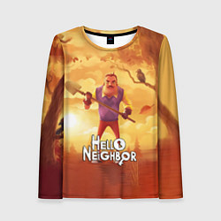 Лонгслив женский Hello Neighbor Привет сосед Сосед с лопатой, цвет: 3D-принт