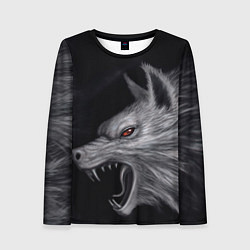 Лонгслив женский Агрессивный волк, цвет: 3D-принт