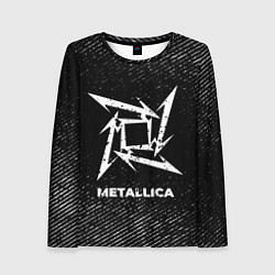 Лонгслив женский Metallica с потертостями на темном фоне, цвет: 3D-принт