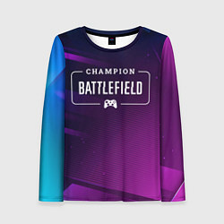 Лонгслив женский Battlefield gaming champion: рамка с лого и джойст, цвет: 3D-принт