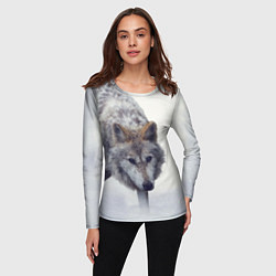 Лонгслив женский Волк зимой, цвет: 3D-принт — фото 2