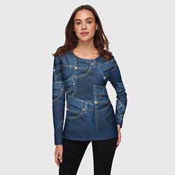 Лонгслив женский Джинсовка jeans, цвет: 3D-принт — фото 2