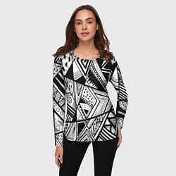 Лонгслив женский Черно белый узор, цвет: 3D-принт — фото 2
