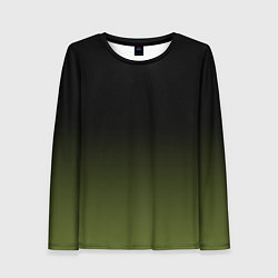 Лонгслив женский Черный и хвойный зеленый градиент, цвет: 3D-принт