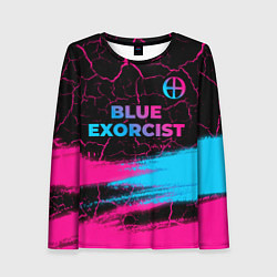 Женский лонгслив Blue Exorcist - neon gradient: символ сверху