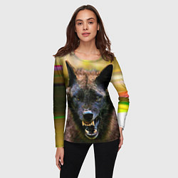 Лонгслив женский Оскал чёрного волка, цвет: 3D-принт — фото 2
