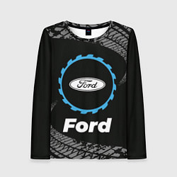 Женский лонгслив Ford в стиле Top Gear со следами шин на фоне