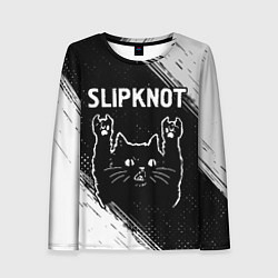 Женский лонгслив Группа Slipknot и рок кот