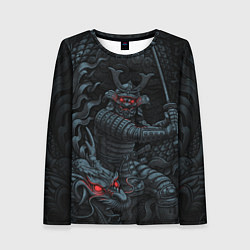 Лонгслив женский Демонический самурай с драконом, цвет: 3D-принт