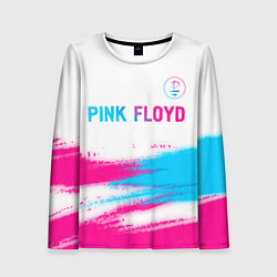 Женский лонгслив Pink Floyd neon gradient style: символ сверху