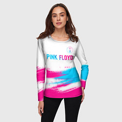 Лонгслив женский Pink Floyd neon gradient style: символ сверху, цвет: 3D-принт — фото 2