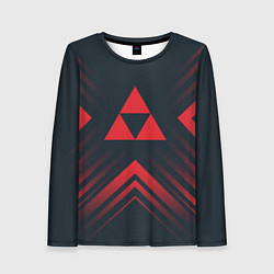 Лонгслив женский Красный символ Zelda на темном фоне со стрелками, цвет: 3D-принт