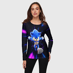 Лонгслив женский Sonic running, цвет: 3D-принт — фото 2