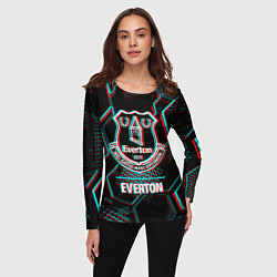 Лонгслив женский Everton FC в стиле glitch на темном фоне, цвет: 3D-принт — фото 2