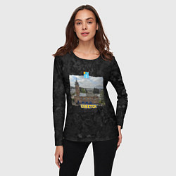 Лонгслив женский Советск - каланча - на черном фоне, цвет: 3D-принт — фото 2
