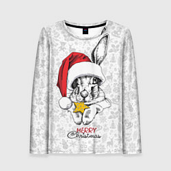 Женский лонгслив Rabbit with cookies, merry Christmas