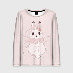 Лонгслив женский Милый кролик на розовом, цвет: 3D-принт