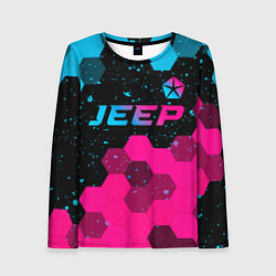 Женский лонгслив Jeep - neon gradient: символ сверху