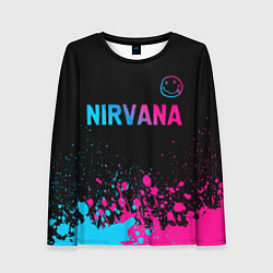 Женский лонгслив Nirvana - neon gradient: символ сверху